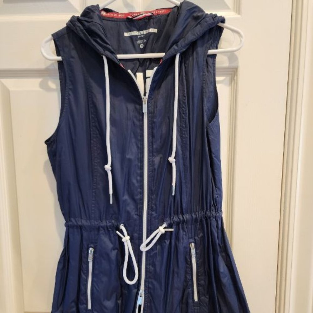 TOMMY HILFIGER WINDBREAKER VEST WITH DRAWSTRING WASTE AND DUAL ZIPPER - MEDIUM